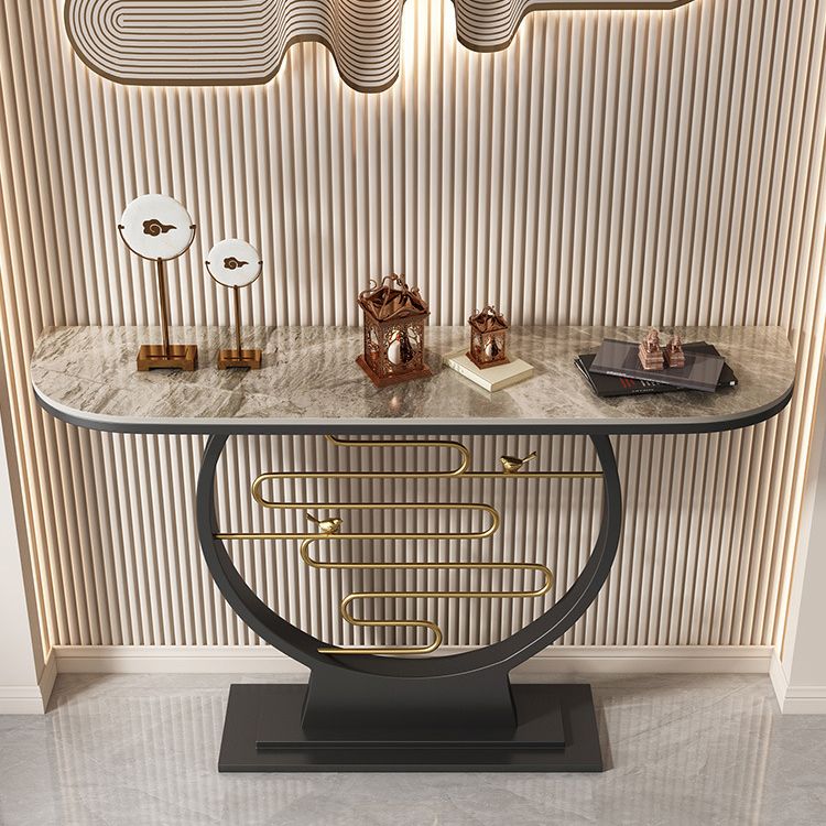Glam Half Moon Console Table Stain Resistant End Table for Hall