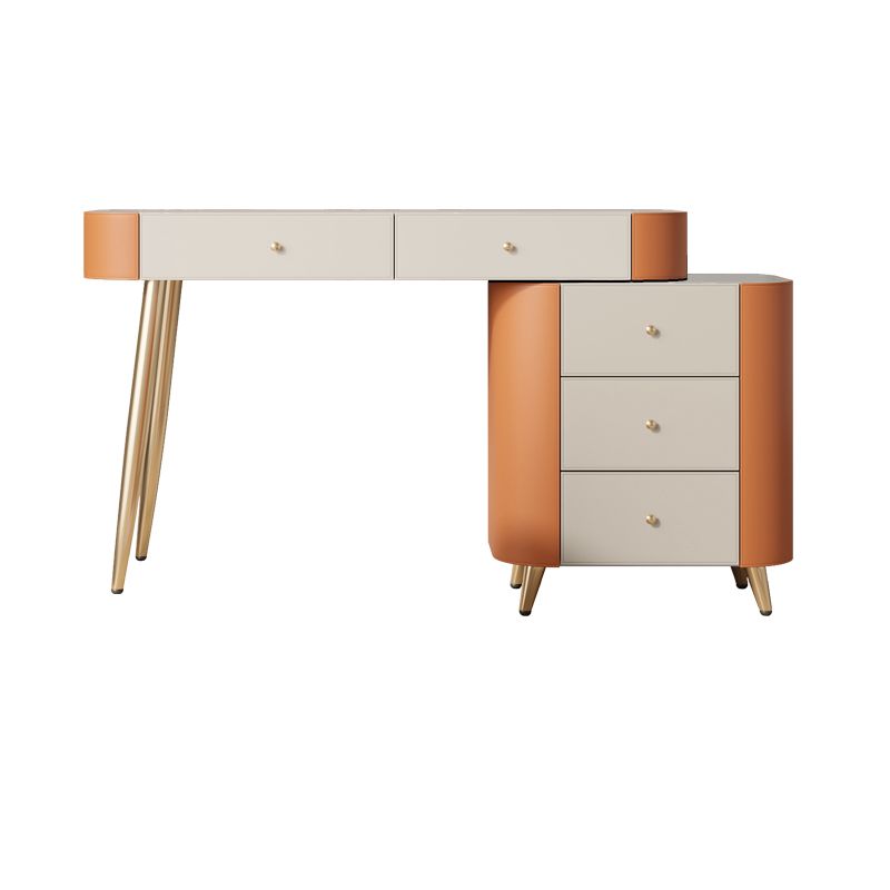 Luxurious Vanity Set with Padded Stool 5 Storage Drawers Vanity Desk