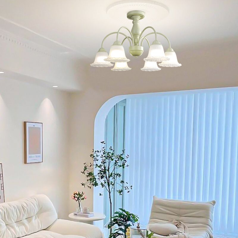Modern Ceiling Lamp Metal Flush Mount Light Fixture with Glass Shade for Bedroom
