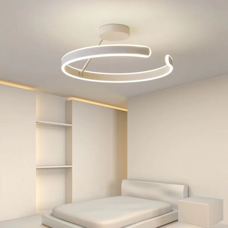 Metal Geometric Semi Flush Mount Fixture Modern Semi Flush Light Fixture in White