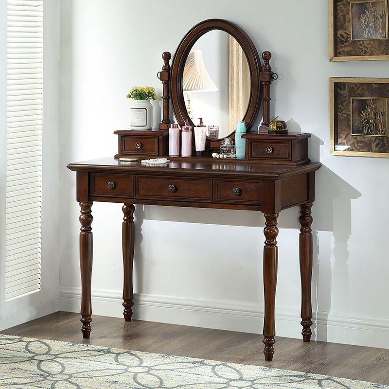 Traditional Wooden Make-up Vanity in Brown/black/white for Bedroom