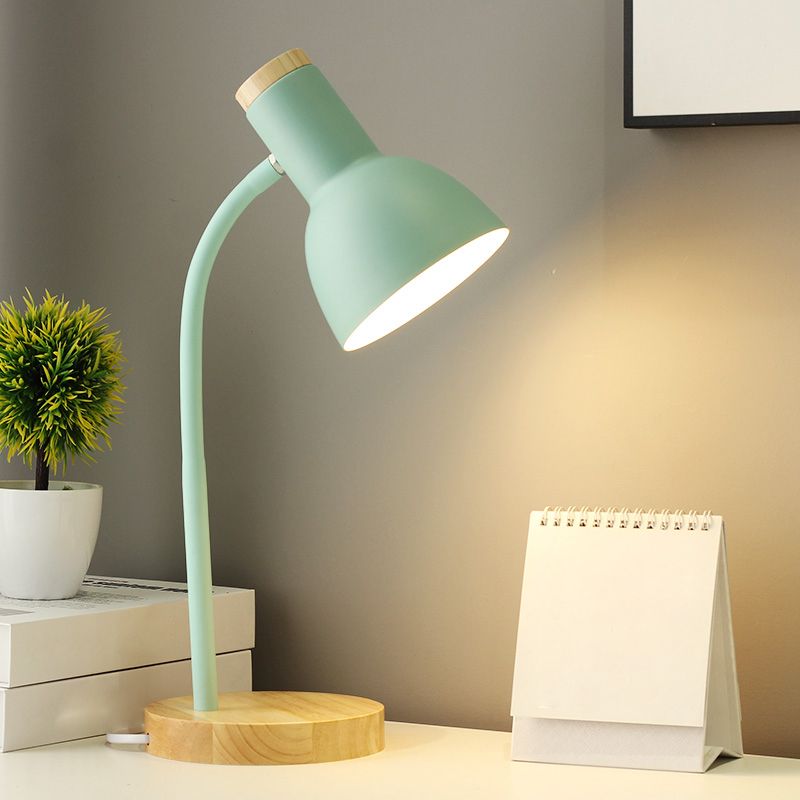 Luces de mesa nocturna de macarrón campana lámparas de mesita de noche de 1 dormitorio con sombra de metal