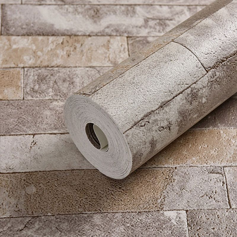 Industrial Brown Plaster Wallpaper 33' x 20.5" Stain-Resistant Brick Wall Covering