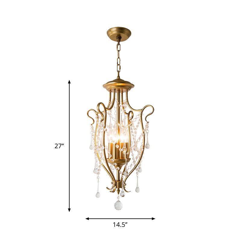 Moderno sospensione di ferro turbinale Ciondolo a 4 teste Crystal Stands Swag Lamp per sala da pranzo in ottone