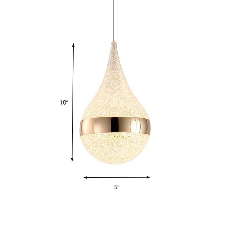 Luce a sospensione con soffitto a 1 bulba contemporanea con un cluster a goccia di cristallo a bolle a grotteggio bianco in luce calda/bianca/naturale
