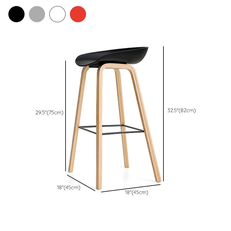 Nordic Plastic Bar-stool Bucket Seat Counter Bar Stool with Wood Legs