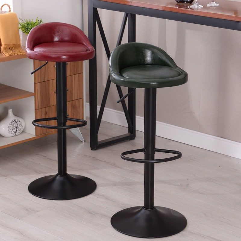 Modern Metal Barstool Faux Leather Upholstered Counter Stool in Matte Finish for Indoor