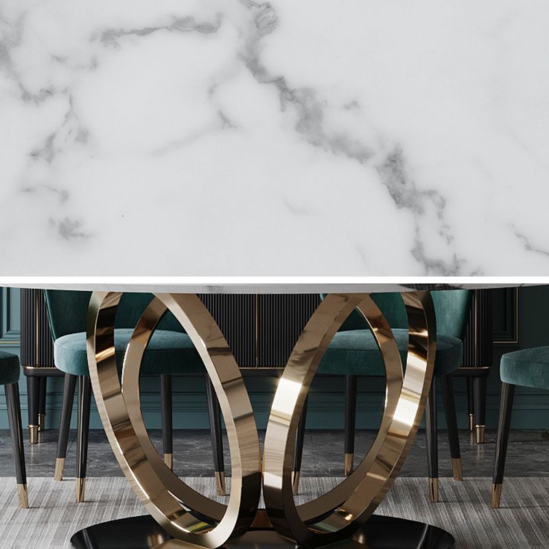Ronde marmeren eettafel traditionele luxe eetkamercollectie met voetstukbasis