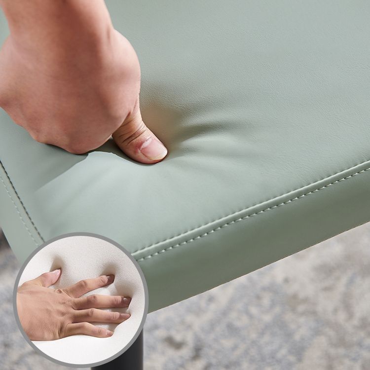 Nordic Glam Style Leather Dining Chair Parsons Chair with Wooden Legs for Kitchen