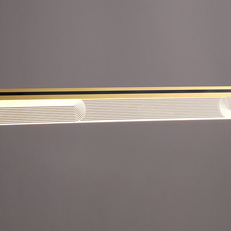 Moderner Stil Linearer Form Island Light Metal 1 Licht anheizt Pendellicht in Gold