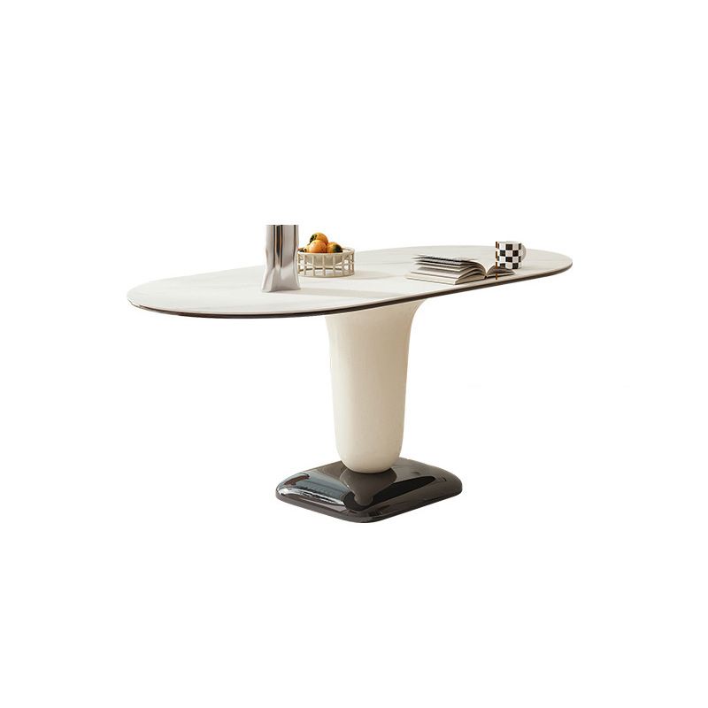 Contemporary Kitchen Dinner Table Oval Pedestal Dining Table
