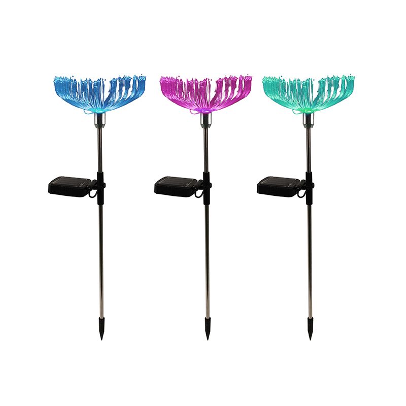 Jellyfish Plastic LED Stake Light Contemporary White Solar Lawn Lighting for Backyard