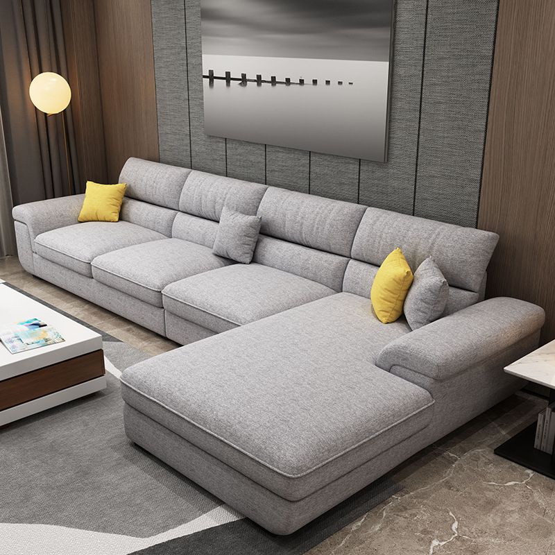 Contemporary Reversible Chaise Sofa with Pillows Flared Arm Sofa