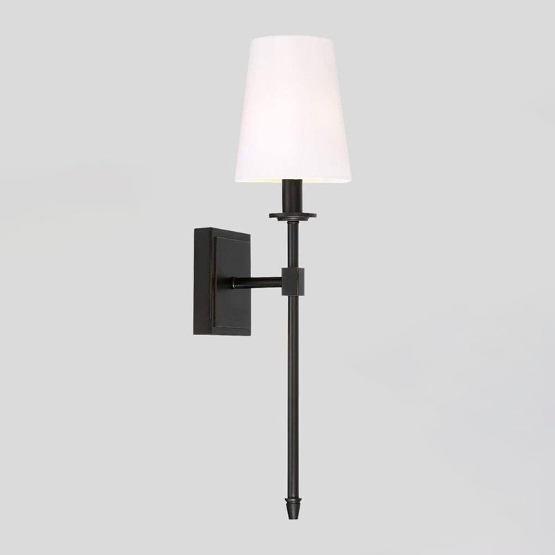 Iron and Fabric Wall Sconce Post Modern 1 - Light Wall Lighting Fixture with White Shade