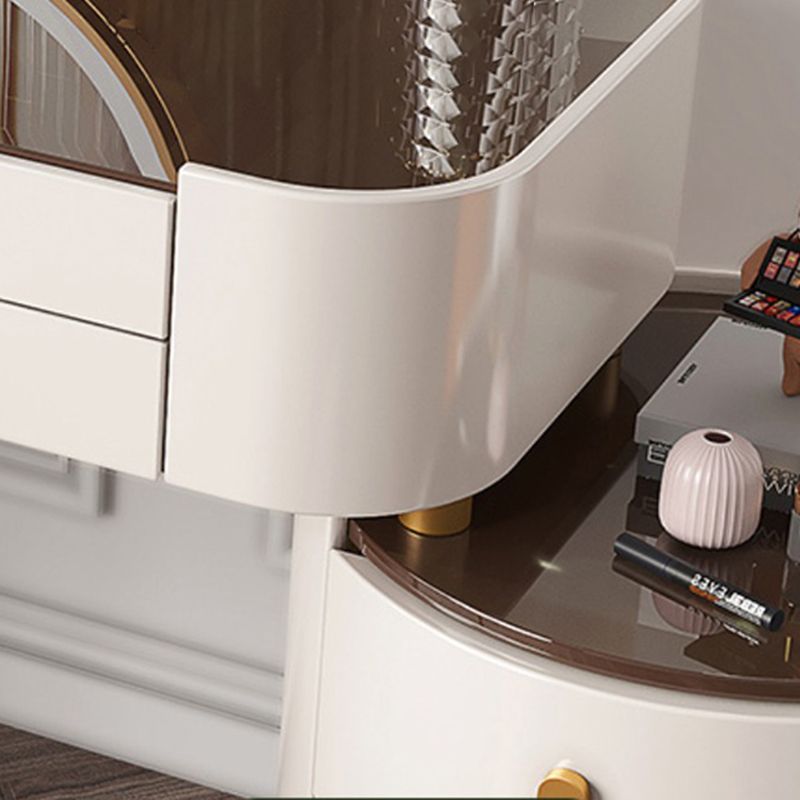 Contemporary Wood Vanity Dressing Table Set Glass/Slate Top Makeup Counter