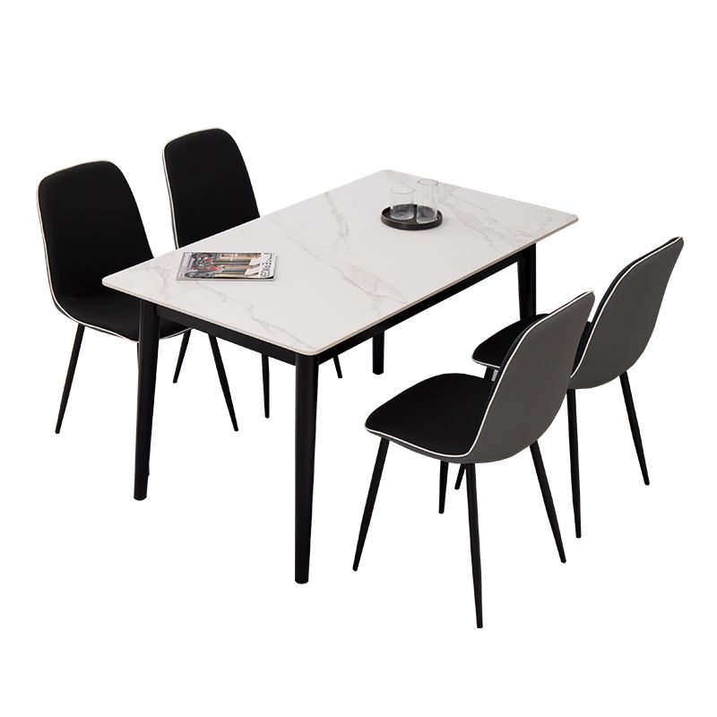 Minimalist Sintered Stone Dining Set with Rectangle Table and Wooden Base Table Set for Restaurant