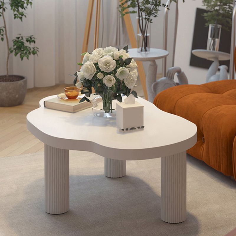 Modern Free Form 3/4 Legs Coffee Table White Wood Coffee Table Set