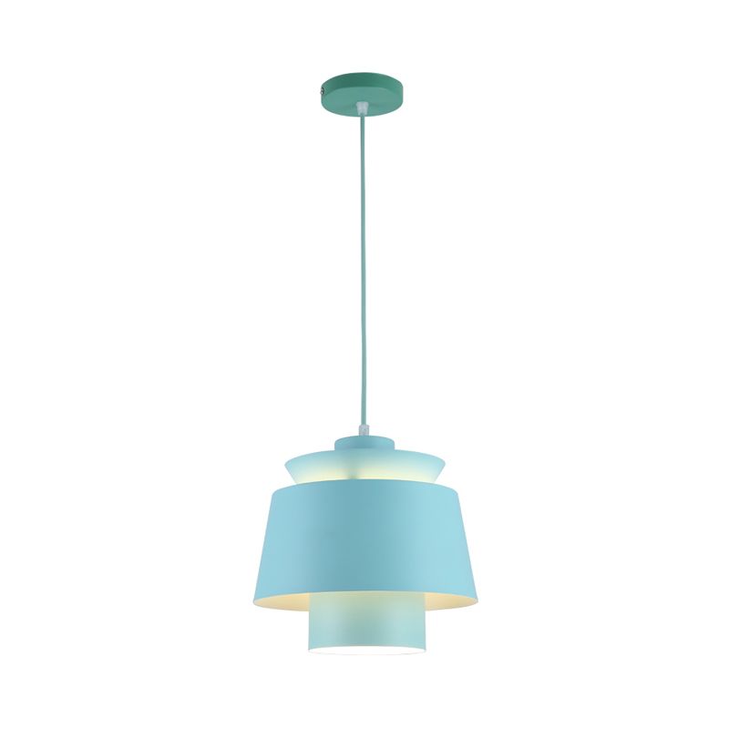 Lámpara de luz colgante de estilo modernista Metálico 1 cabezal Lámpara colgante de sala de estar en negro/gris