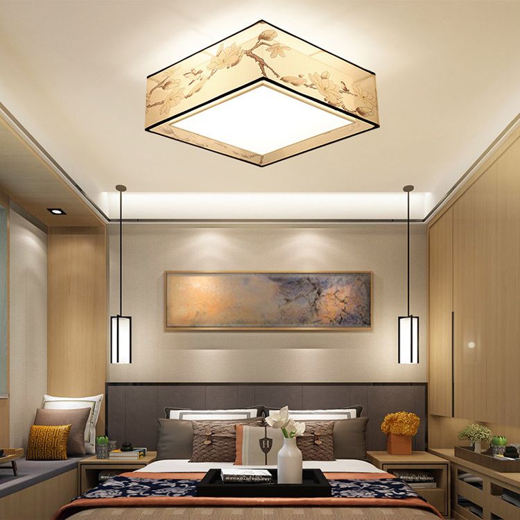 Stof vierkante inbouwverlichting moderne stijl beige inbouw plafondlamp