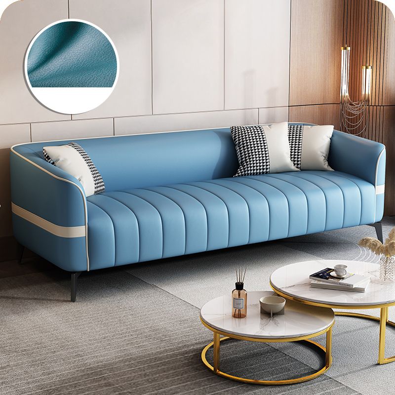 Contemporary 25.6" H Faux Leather Tuxedo Arm Sofa For Living Room
