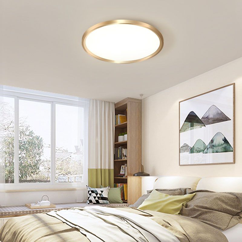 Iluminación de montaje empotrado con disco dorado, luz de techo LED de metal de estilo simple con luz blanca/cálida, 12"/16"/19,5" de ancho