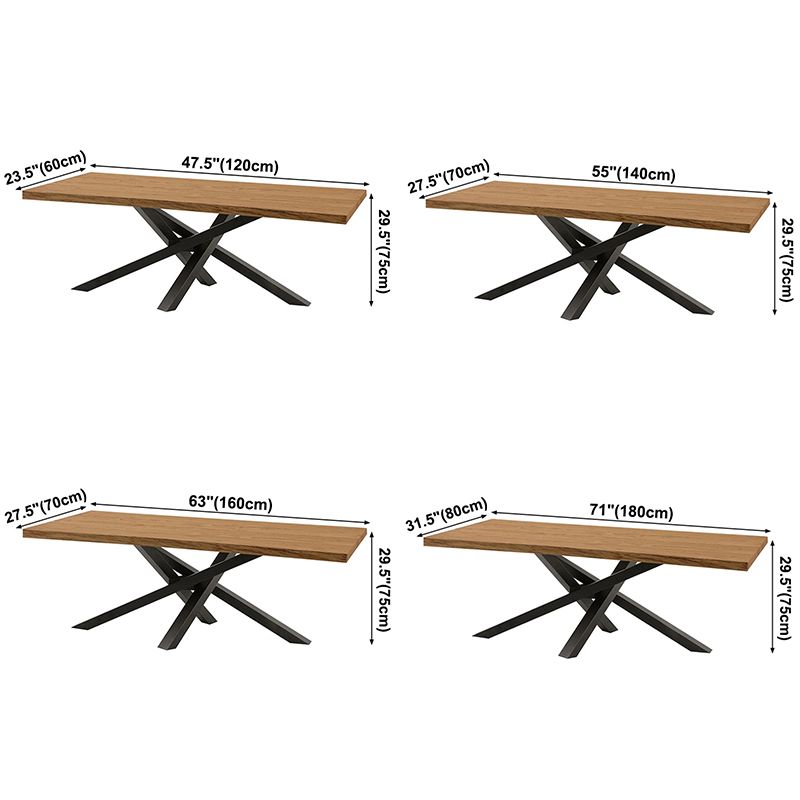 Solid Wood Brown Tone Dining Table Industrial 4 Legs Table for Dining Room