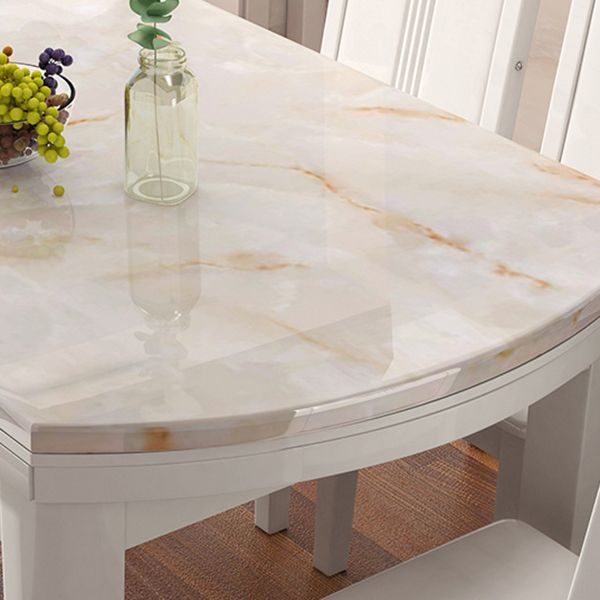 Simplicity Style Dining Site Table Rectangle Faux Marble Furniture with Drop-Leaf