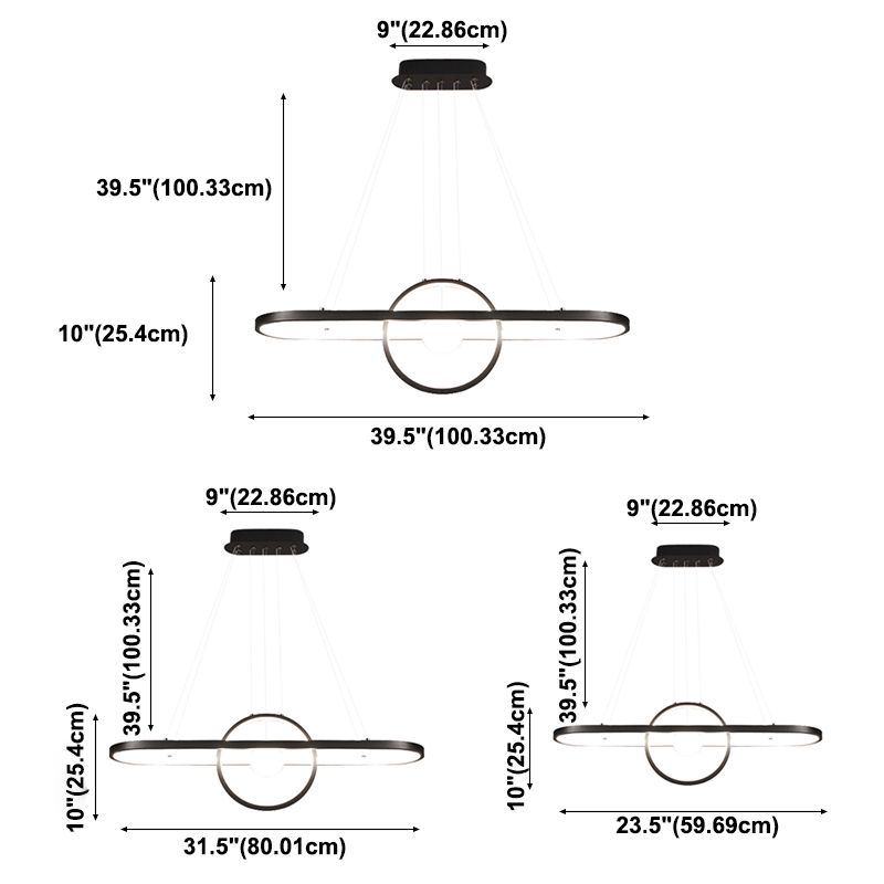 Geometric Island Lights Modern Kitchen Island Lighting Metal 3 Light Island Lamps in Black