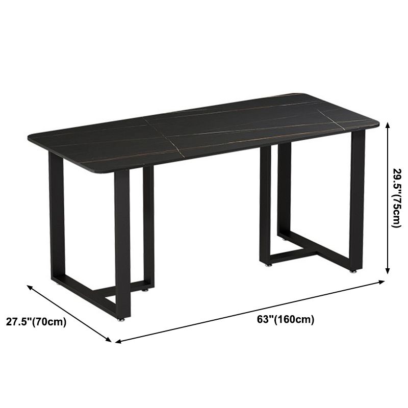 Stone Double Pedestal Table Industrial Style Dining Table for Dinner Kitchen Home