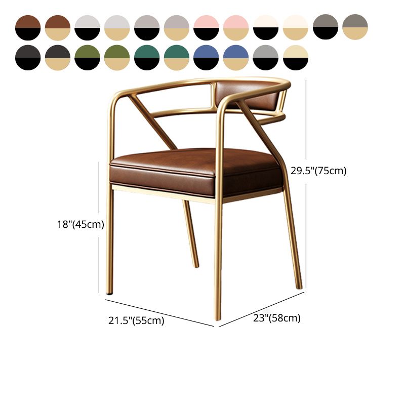 Modern Metal Arm Chair Open Back Dining Side Chair with Upholstered 21.6"x22.8"x29.5"