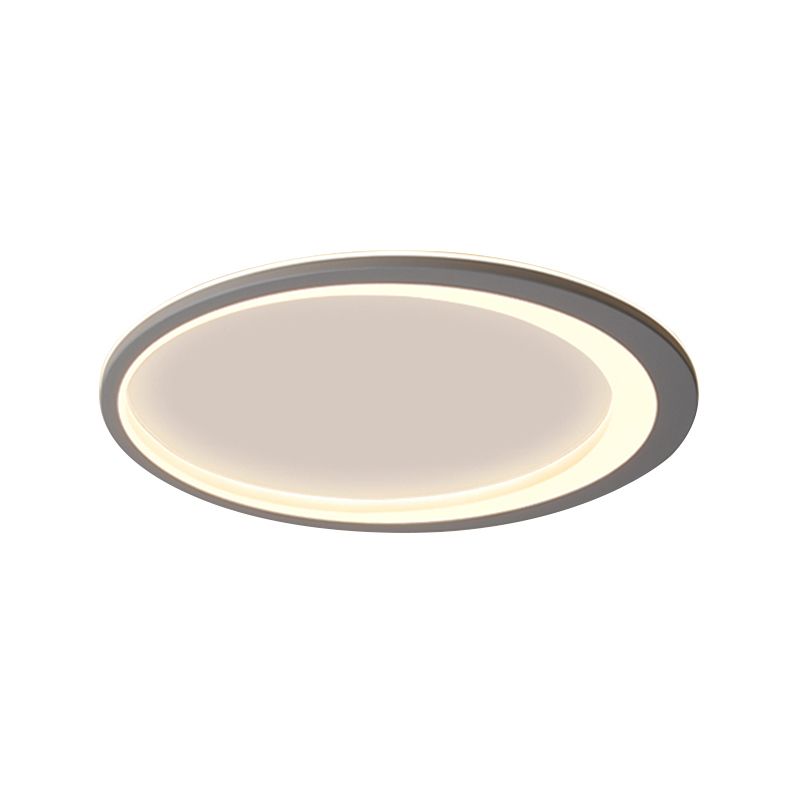 12"/16"/19.5" W Grey Oval Ring Ceiling Light Nordic Style LED Metallic Flush Mount Lamp in Warm/White/3 Color Light