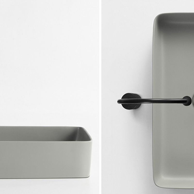 Contemporary Bathroom Sink Rectangular Porcelain Vessel Lavatory Sink with Pop-Up Drain