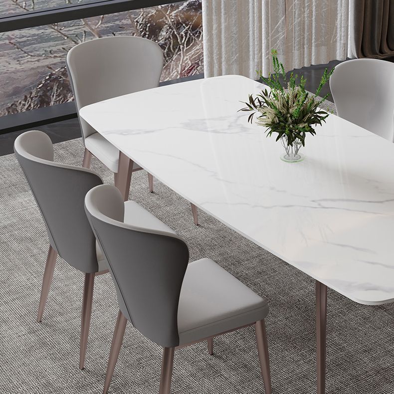 Mesa de comedor moderna resistente a los rasguños Mesa rectangular de piedra sinterizada con 4 patas Base