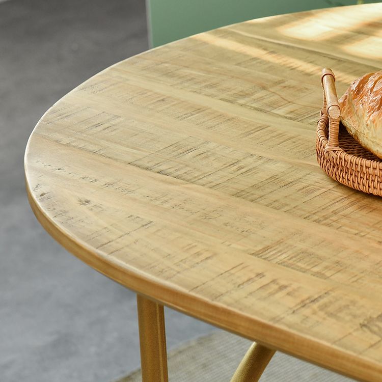 Zeitgenössischer Massivholz Khaki Esstisch Oval Form Standard Esstisch für Küche