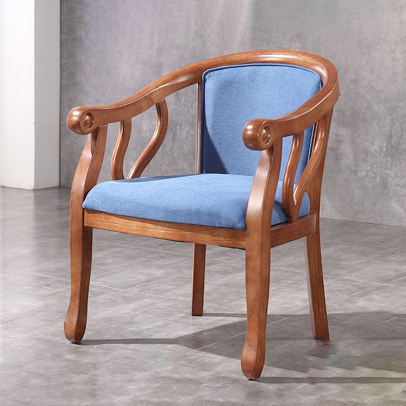 Silla de comedor de madera tradicional, silla de comedor de tela de lino para uso en restaurantes