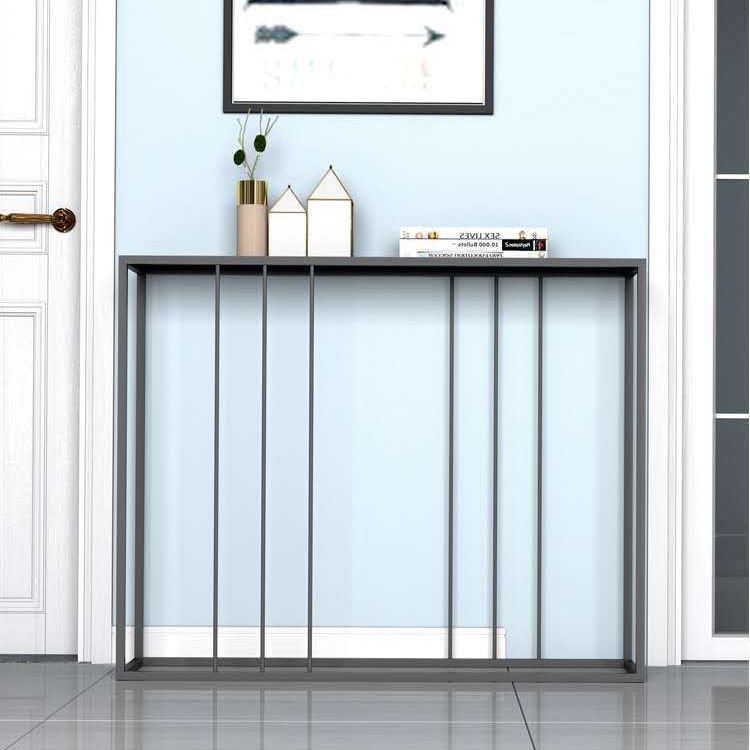 Contemporary Iron Console Sofa Table Rectangle Black End Table for Hall
