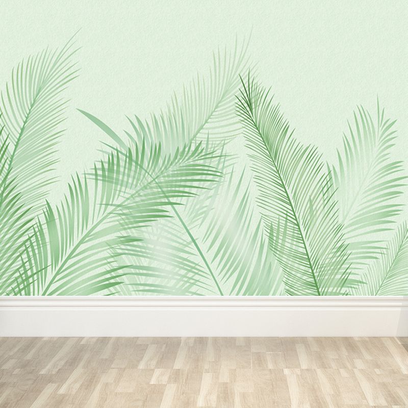Botanix Leaf Print Wallpaper Mural Green Contemporary Wall Decor for House Interior