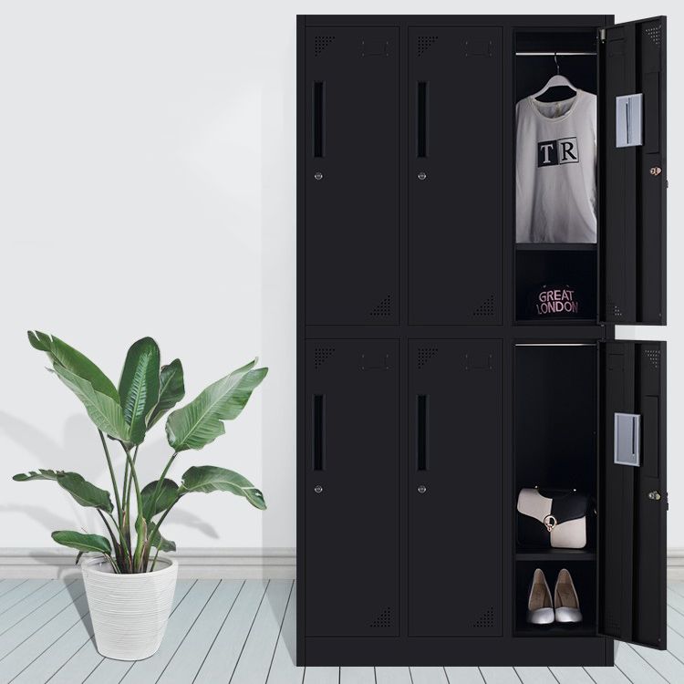 Black Steel Wardrobe with Hinged Door Industrial Storage Cabinet for Bathroom