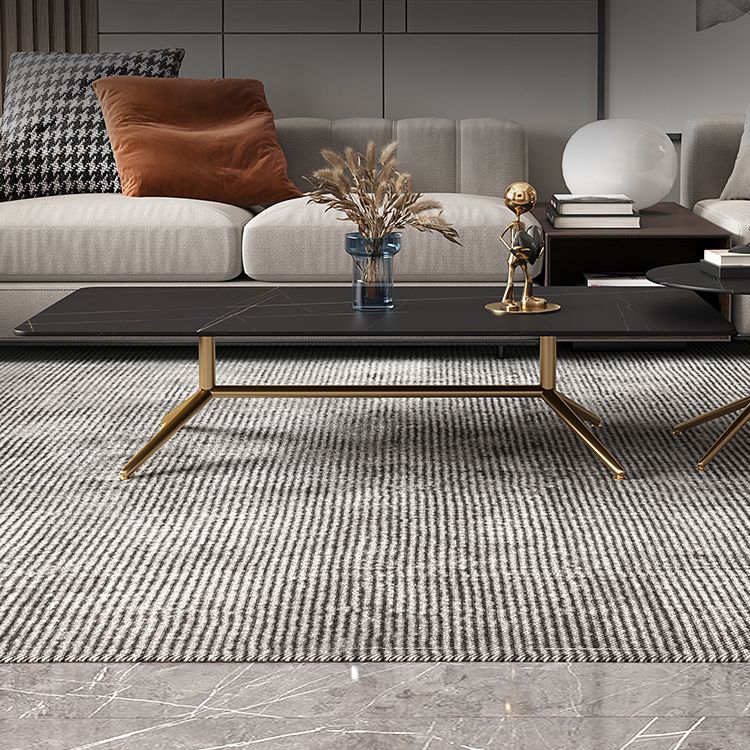 Glam Trestle Coffee Table Slate Rectangular Cocktail Table for Home