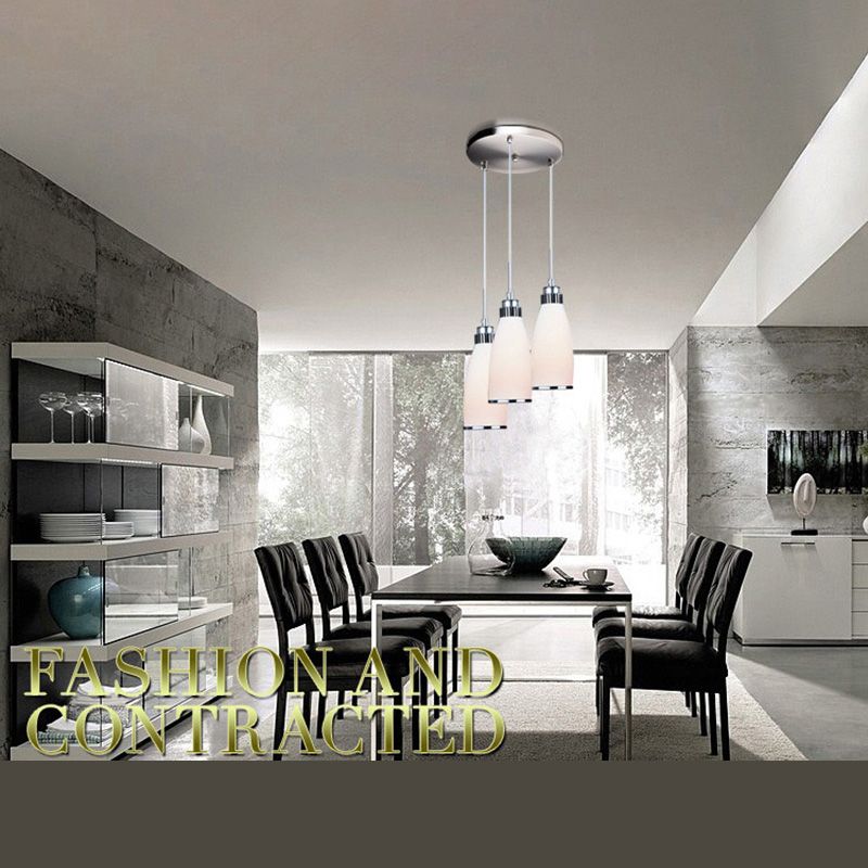 Glass Tapered Pendant Ceiling Light Minimalist Style Hanging Light Fixture in White