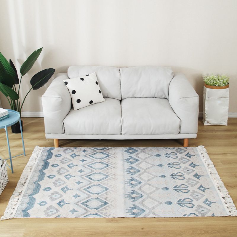 Stijlvolle boho chic tapijt multicolor geometrisch vloerkleed machine wassen tassel-getrimde tapijt voor huis