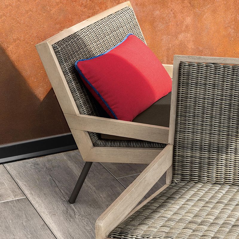 Wood Scoring Patio Sofa 1 Piece Set UV Resistant Outdoor Patio Sofa