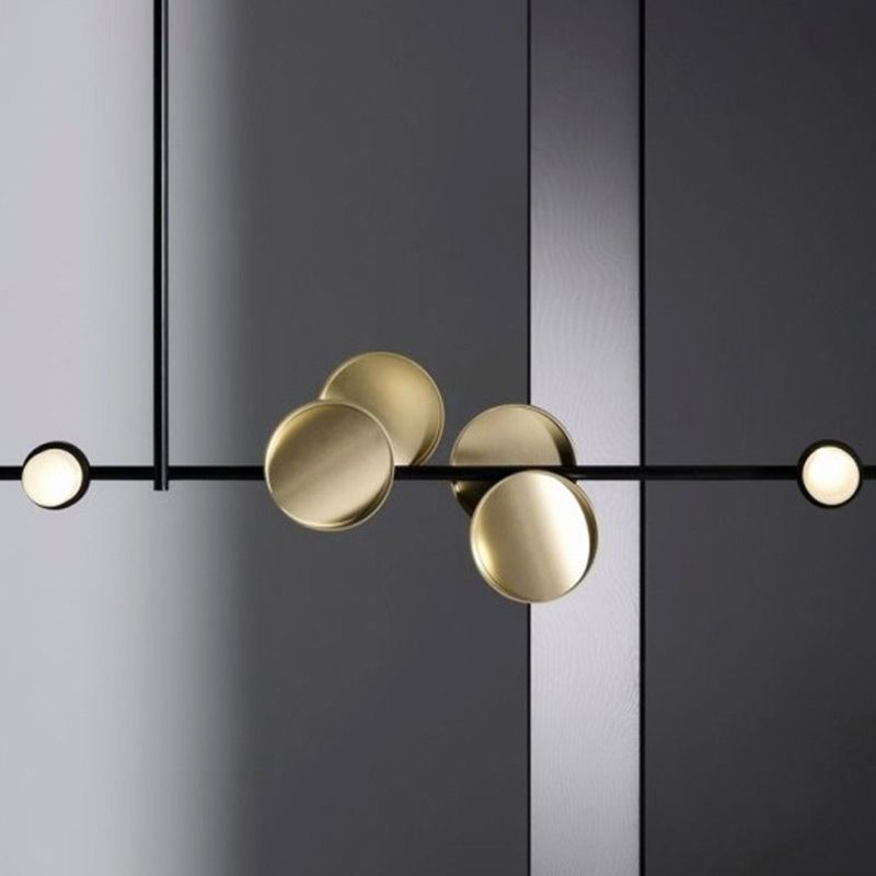 Circle Dining Room Island Light Fixture Metal LED Modern Chandelier Lighting in Black