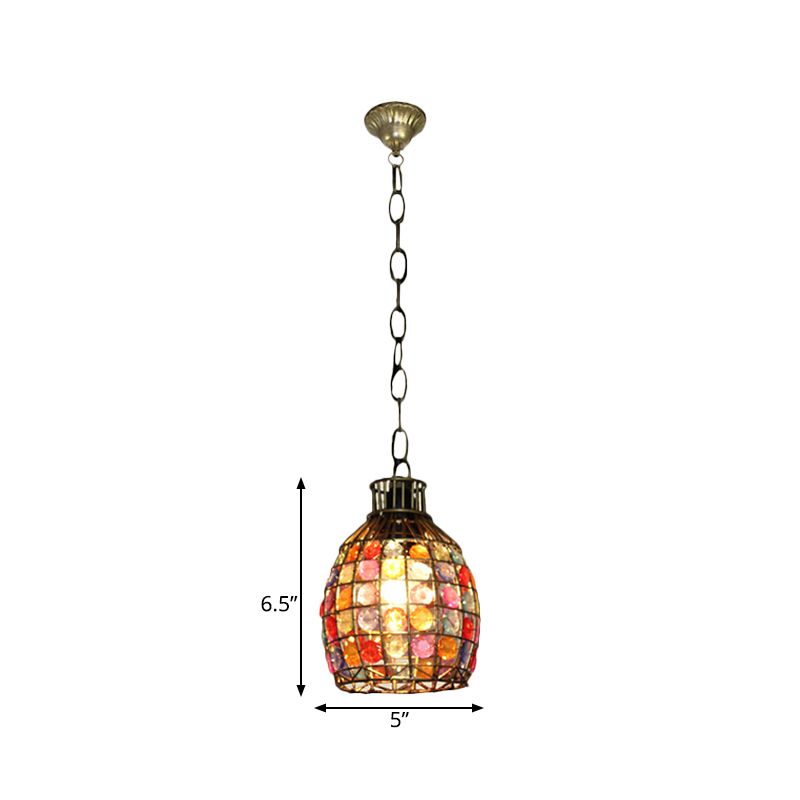 Decorative Dome Hanging Light Fixture 1 Bulb Metal Drop Pendant in Orange/Purple/Pink for Bedroom
