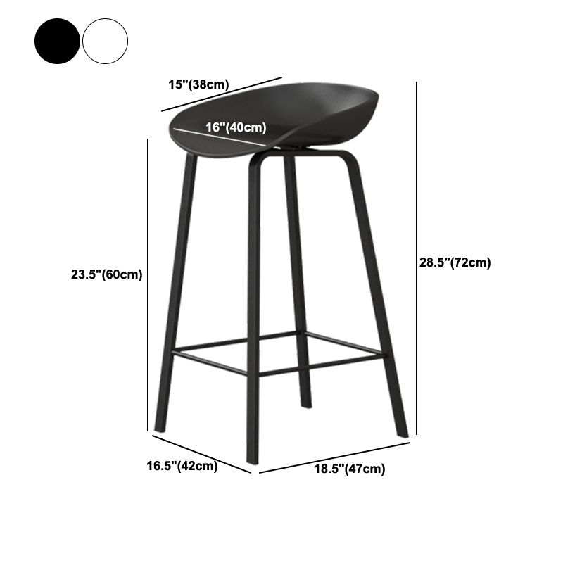 Modern Plastic and Metal Counter Stool Footrest Bucket Backrest Counter-height Stool