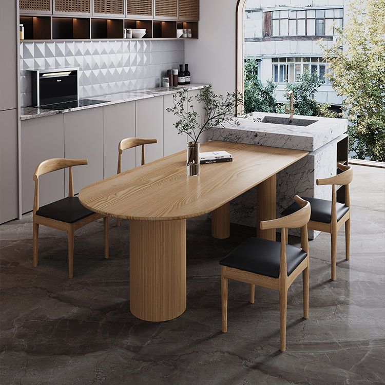 Table à manger en bois massif en pin moderne double table de forme libre de base de piédestal pour la maison