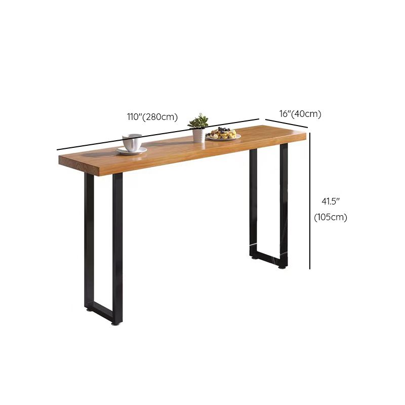 Industrial Style Bar Table Rectangle Solid Wood Fixed Bistro Bar Desk for Indoor
