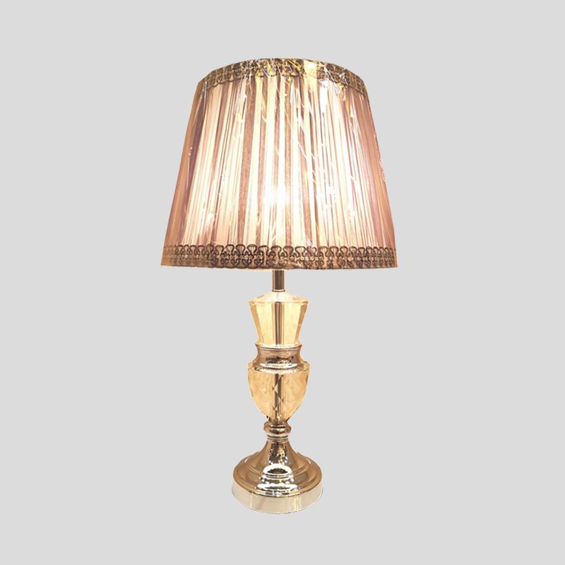Lámpara de mesa con curvas rosa Nordic 1 Cabeza Faceta de cristal Luz de escritorio con sombra de tela