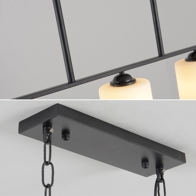 Cylindrical Island Chandelier Lights Contemporary Milk Glass Chandelier Lighting Fixtures for Dining Table