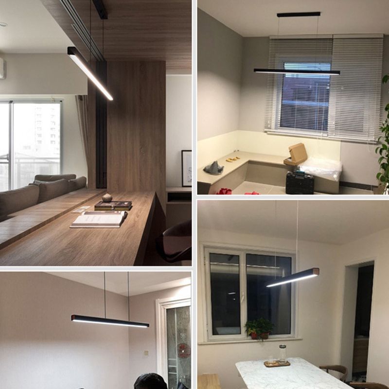 Metal Linear Shade Island Pendant Modern Style 1 Light Island Lighting for Living Room